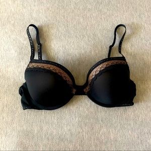 Calvin Klein ~ black push up bra with lace detail